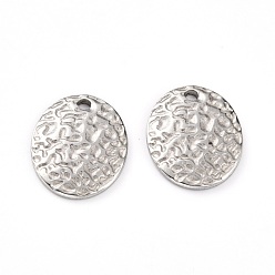 Нержавеющая Сталь Цвет Не тускнеющие 304 подвески из нержавеющей стали, , плоско-круглые, цвет нержавеющей стали, 15x12x2 мм, отверстие : 1.5 мм