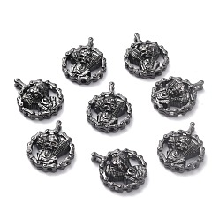 Electrophoresis Black Brass Micro Pave Cubic Zirconia Pendants, Long-Lasting Plated, Flat Round, Electrophoresis Black, 21x17x6mm, Hole: 1.7mm