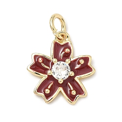 Кокосово-Коричневый Подвески из латуни с прозрачным фианитом, без свинца и без кадмия, долговечный, , кокосового коричневый, 14x13x3.5 мм, отверстие : 3 мм