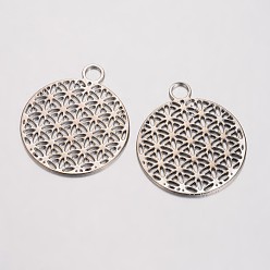 Черный Цвет Металла Латунные подвески, филигранные подвески, плоско-круглые, металлический черный , 23.5x20x0.6 мм, отверстие : 3 мм