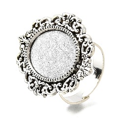 Античное Серебро Основа для кольца с платформой, эластичная, железо, сплав, без кадмия и без свинца, античное серебро, 17x5 мм, овальный поднос: 18x13 мм