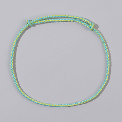 Light Green Summer Beach Adjustable Braided Cotton Cord Anklets for Men Women, Light Green, 12-5/8 inch(320mm)