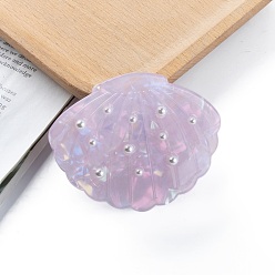 Лиловый Заколки для волос из пвх, с имитацией жемчужина бисера, формы раковины, сирень, 66x52 мм