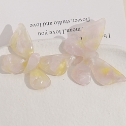 Лимонный шифон Ацетат целлюлозы (смола) кабошоны, бабочка градиентного цвета, лимонный шифон, 34x46 мм