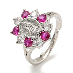 Платина Овальный, с подставкой для рук, покрытие из латуни, микропаве, регулируемые кольца из циркония, без свинца и без кадмия, платина, внутренний диаметр: 16 мм, Поверхность: 15.5x13.5 мм