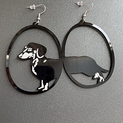 Собака Акриловые серьги болтаться, платина, собака, 82.3x56.3 мм