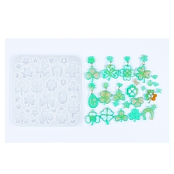 Белый Дым Серия клевер силиконовые формы для украшений своими руками, для уф-смолы, изготовление изделий из эпоксидной смолы, серый, 120x115x4 мм, отверстие : 1.8 мм, внутренний диаметр: 6~27x8~28 мм