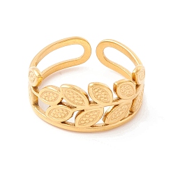 Золотой Ионное покрытие (ip) 304 кольцо манжеты из нержавеющей стали, лист, золотые, размер США 6 1/4 (16.7 мм)