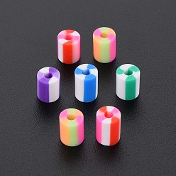 Mixed Color Fixed Mixed 5 Style Handmade Polymer Clay Beads, Column, Mixed Color, 5x3.5~7mm, Hole: 1.8mm