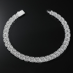 Серебро Ожерелья из кубинской цепи из цинкового сплава с кристаллами и стразами для женщин и мужчин, серебряные, 17.72 дюйм (45 см)