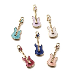 Mixed Color Alloy Enamel Pendants, Guitar Charms, Golden, Mixed Color, 28.5x10.5x2.5mm, Hole: 1.6mm