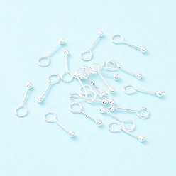 Серебро 925 Шпилька для ушей из стерлингового серебра с резьбой в виде шарика, Винтовые штифты с шаровой головкой, серебряные, 15.5x2.5 мм, отверстие : 3.2 мм, штифты : 0.7 мм