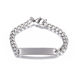 Нержавеющая Сталь Цвет Устойчивые к потускнению 304 браслеты из нержавеющей стали, с обочины цепей и когтя омара застежками, цвет нержавеющей стали, 5-3/4 дюйм (14.5 см), 4 мм