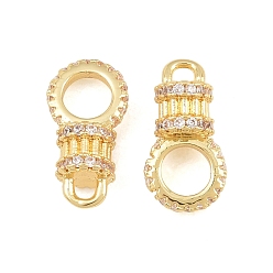 Chapado en Oro Real 18K Dijes de conector de zirconia cúbica micro pavé de latón, rondo, sin plomo y cadmio, chapado en rack, larga duración plateado, real 18 k chapado en oro, 15x8x5.5 mm, agujero: 1.8 mm / 4.5 mm