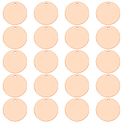 Персиковый Слойка 20шт. медных листов, медный диск, плоско-круглые, розовые, 25x1 мм, отверстие : 3 мм