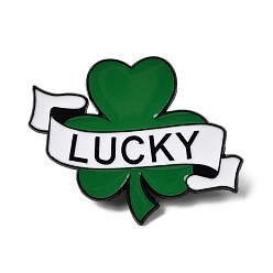 Черный Броши из сплава с эмалью ко Дню Святого Патрика, клевер, чёрные, 35.5x27.5 мм