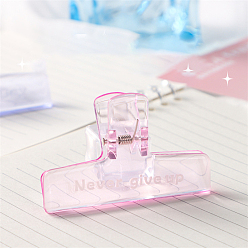 Ярко-Розовый Прозрачные пластиковые зажимы бульдога, шарнирный зажим, школьные офисные принадлежности, ярко-розовый, 47x74 мм