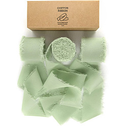 Темный Морско-зеленый Шифоновая лента из полиэстера, Лента с необработанными краями для изготовления украшений своими руками, подарочная упаковка, темно-зеленый, 1-1/2 дюйм (38 мм), около 7.11 ярдов (6.5 м) / рулон