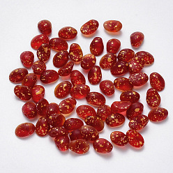 Dark Red Transparent Spray Painted Glass Charms, Oval, Dark Red, 8.5x6x4.5mm, Hole: 1mm