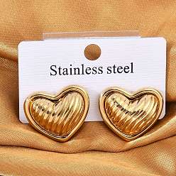 Настоящее золото 18K 304 двухцветные серьги-гвоздики в форме сердца из нержавеющей стали, реальный 18 k позолоченный, 19.5x23 мм