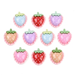 Клубника Непрозрачные кабошоны из смолы, имитация еды, разноцветные, клубника, 22x19x8 мм