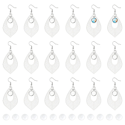 Нержавеющая Сталь Цвет 10 пары каплевидных сережек 304 наборы для изготовления сережек-подвесок из нержавеющей стали, со стеклянными кабошонами , цвет нержавеющей стали, 70 мм