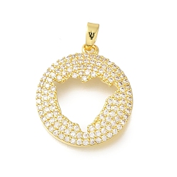 Настоящее золото 18K Стойки обшивки латунь кубического циркония подвески, без свинца и без кадмия, долговечный, плоско-круглые, реальный 18 k позолоченный, 23x20.5x3 мм, отверстие : 5x2 мм