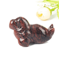 Красный Обсидиан Резные фигурки целебных морских собак из натурального красного дерева и обсидиана, Украшения из камня с энергией Рейки, 50.8 мм