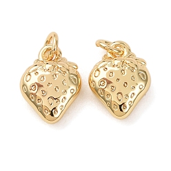 Настоящее золото 18K Латунные подвески, клубника прелести, без кадмия и без свинца, стойки покрытие, долговечный, с целью перехода в кольце, реальный 18 k позолоченный, 10.5x7.5x4 мм, отверстие : 2.3 мм