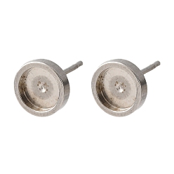 Нержавеющая Сталь Цвет 201 Выводы серьги из нержавеющей стали шпилька, плоско-круглые, с 316 нержавеющей стали, цвет нержавеющей стали, лоток : 6.5 мм, 8 мм, штифты : 0.8x11.5 мм