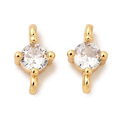 Плоский Круглый Латунные подвески из прозрачного кубического циркония, реальный 18 k позолоченный, без никеля , плоско-круглые, 10x6x4 мм, отверстие : 1~1.2 мм