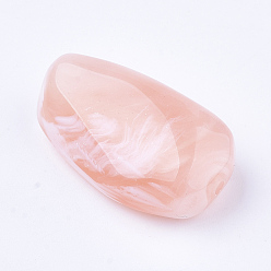 Легкий Лосось Акриловые бусины, имитация драгоценных камней, самородки, светлый померанцевый, 27.5x15x10 мм, Отверстие : 1.5 мм , около 170 шт / 500 г