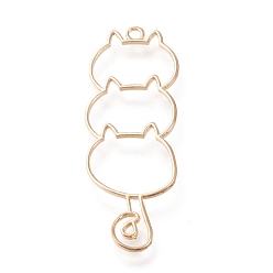 Light Gold Подвесные подвески из сплава, для diy уф смолы, эпоксидная смола, Прессованные цветочные украшения, без кадмия и без свинца, кошка, золотой свет, 66x23x2 мм, отверстие : 2.5 мм