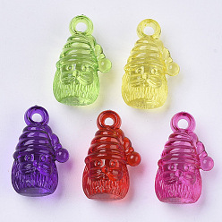 Mixed Color Christmas Theme, Transparent Acrylic Pendants, Dyed, Father Christmas, Mixed Color, 21.5x13x10mm, Hole: 2.5mm, about 420pcs/500g