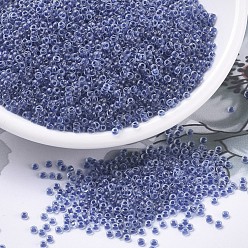 (RR1928) Semi-Frosted Blue Lined Crystal MIYUKI Round Rocailles Beads, Japanese Seed Beads, 11/0, (RR1928) Semi-Frosted Blue Lined Crystal, 2x1.3mm, Hole: 0.8mm, about 5500pcs/50g