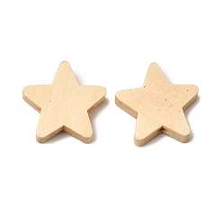 Бланшированный Миндаль Природных шарики древесины, звезда, бланшированный миндаль, 19x19.5x5 мм, отверстие : 1.6 мм