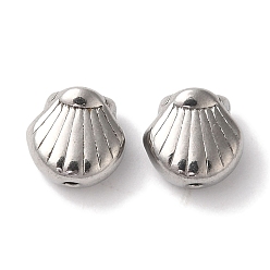 Нержавеющая Сталь Цвет Устойчивы к потускнению 304 бусины из нержавеющей стали, формы раковины, цвет нержавеющей стали, 7x7x4 мм, отверстие : 1 мм