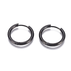 Черный 304 обруч серьги из нержавеющей стали замке, с 316 хирургическим ионным покрытием из нержавеющей стали (IP), кольцо, электрофорез черный, 21x2.5 мм, 10 датчик, штифты : 0.9 мм