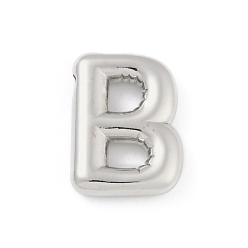 Letter B Gestellmessinganhänger, langlebig überzogen, Bleifrei und cadmium frei, Platin Farbe, Buchstaben b, 18x13x4 mm, Bohrung: 1.8 mm
