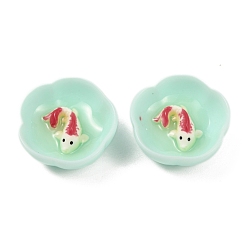 Rot Harz Cabochons, Schüssel mit Karpfen, rot, 25x10 mm