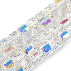 Прозрачный АВ Стеклянные бусины с гальваническим покрытием , граненый ствол, ясно AB, 9x7.5 мм, отверстие : 1.3 мм, около 60 шт / нитка, 21.46'' (54.5 см)