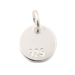 Серебро S925 серебряные пустые подвески, плоско-круглые, серебряные, 6.6x1 мм, отверстие : 2 мм