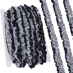 Черный 10m отделка из полиэстерового кружева, лента для упаковки подарка, украшение букета цветов, чёрные, 1 дюйм (26 мм), около 10.94 ярдов (10 м) / комплект