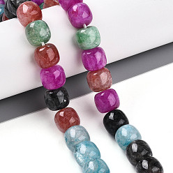 (52) Непрозрачная лаванда Природных кристаллов кварца бисер нитей, окрашенные, баррель, разноцветные, 10x9 мм, отверстие : 1 мм, около 43 шт / нитка, 15.28'' (38.8 см)