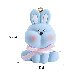 Светло-Голубой Подвески из смолы, кролик, Небесно-голубой, 55x40 мм