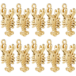 Golden 10Pcs Ocean Theme 304 Stainless Steel Pendants, Lobster, Golden, 22x10.5x6mm, Hole: 1.4mm
