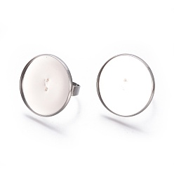 Нержавеющая Сталь Цвет Не тускнеет регулируемые 304 кольца для пальцев из нержавеющей стали, латунная фурнитура платформы для кольца, плоско-круглые, цвет нержавеющей стали, Размер 7, 17~17.5 мм, Внутренние размеры: 25 mm