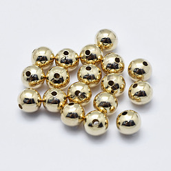 Real 18K Gold Plated Brass Beads, Long-Lasting Plated, Nickel Free, Round, Real 18K Gold Plated, 6mm, Hole: 1.4mm, about 245pcs/bag