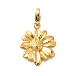Настоящее золото 14K Подсолнух 304 подвесные украшения из нержавеющей стали, ионное покрытие (ip), с застежкой омар коготь, реальный 14 k позолоченный, 33 мм
