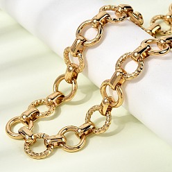 Золотой 13мм 304 цепочка из нержавеющей стали с текстурированными круглыми звеньями, ионное покрытие (ip), золотые, 17.68 дюйм (44.9 см)